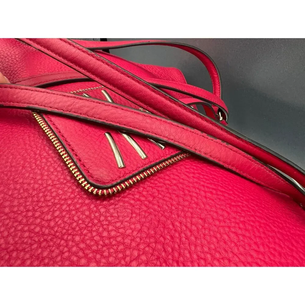 KARL LAGERFELD PARIS Zippy East West Tote in pink leather w/cat whisker tag